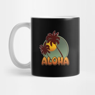 Vintage Aloha Hawaii Sunset with Palms Mug